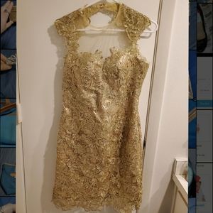 Bridal Elegance brand dress, gold beaded, like new
